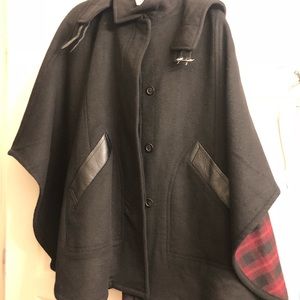 Coach Black Wool Hoodie Cape